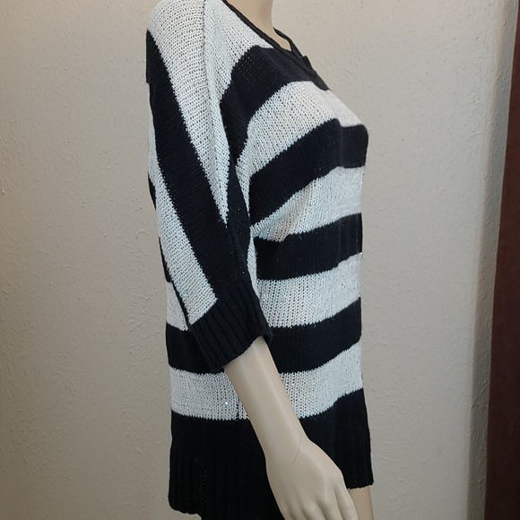 AB Studios stripe black/white sweater, Large - Picture 1 of 9